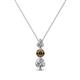 1 - Kesha (3.4mm) Round Smoky Quartz and Lab Grown Diamond Graduated Three Stone Drop Pendant 