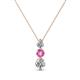 1 - Kesha (3.4mm) Round Pink Sapphire and Lab Grown Diamond Graduated Three Stone Drop Pendant 