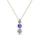 1 - Kesha (3.4mm) Round Tanzanite and Lab Grown Diamond Graduated Three Stone Drop Pendant 