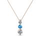 1 - Kesha (3.4mm) Round Blue Topaz and Lab Grown Diamond Graduated Three Stone Drop Pendant 