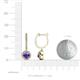 3 - Ilona (5mm) Round Iolite and Diamond Halo Dangling Earrings 
