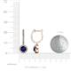 3 - Ilona (5mm) Round Blue Sapphire and Diamond Halo Dangling Earrings 