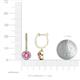 3 - Ilona (5mm) Round Lab Created Pink Sapphire and Diamond Halo Dangling Earrings 