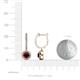 3 - Ilona (5mm) Round Red Garnet and Diamond Halo Dangling Earrings 