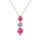 1 - Kesha (4.2mm) Round Pink Tourmaline and Lab Grown Diamond Graduated Three Stone Drop Pendant 