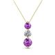 1 - Kesha (4.2mm) Round Amethyst and Lab Grown Diamond Graduated Three Stone Drop Pendant 