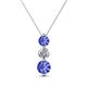 1 - Kesha (4.2mm) Round Tanzanite and Lab Grown Diamond Graduated Three Stone Drop Pendant 