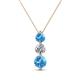 1 - Kesha (4.2mm) Round Blue Topaz and Lab Grown Diamond Graduated Three Stone Drop Pendant 