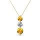 1 - Kesha (4.2mm) Round Citrine and Lab Grown Diamond Graduated Three Stone Drop Pendant 