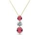 1 - Kesha (4.2mm) Round Rhodolite Garnet and Lab Grown Diamond Graduated Three Stone Drop Pendant 