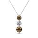 1 - Kesha (4.2mm) Round Smoky Quartz and Lab Grown Diamond Graduated Three Stone Drop Pendant 