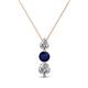 1 - Kesha 0.88 ctw Round Blue Sapphire and Lab Grown Diamond Graduated Three Stone Drop Pendant 