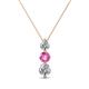 1 - Kesha 0.76 ctw Round Pink Sapphire and Lab Grown Diamond Graduated Three Stone Drop Pendant 