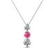 1 - Kesha 0.70 ctw Round Pink Tourmaline and Lab Grown Diamond Graduated Three Stone Drop Pendant 