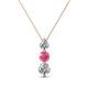 1 - Kesha 0.70 ctw Round Pink Tourmaline and Lab Grown Diamond Graduated Three Stone Drop Pendant 