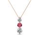 1 - Kesha 0.82 ctw Round Rhodolite Garnet and Lab Grown Diamond Graduated Three Stone Drop Pendant 