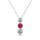 1 - Kesha 0.76 ctw Round Ruby and Lab Grown Diamond Graduated Three Stone Drop Pendant 