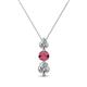 1 - Kesha 0.82 ctw Round Rhodolite Garnet and Lab Grown Diamond Graduated Three Stone Drop Pendant 