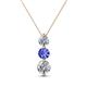 1 - Kesha (4.2mm) Round Tanzanite and Diamond Graduated Three Stone Drop Pendant 