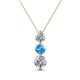 1 - Kesha (4.2mm) Round Blue Topaz and Diamond Graduated Three Stone Drop Pendant 