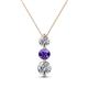 1 - Kesha (4.2mm) Round Iolite and Diamond Graduated Three Stone Drop Pendant 