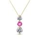 1 - Kesha (4.2mm) Round Pink Sapphire and Diamond Graduated Three Stone Drop Pendant 