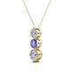 2 - Kesha (4.2mm) Round Tanzanite and Diamond Graduated Three Stone Drop Pendant 