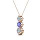 2 - Kesha (4.2mm) Round Tanzanite and Diamond Graduated Three Stone Drop Pendant 