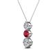 2 - Kesha (4.2mm) Round Ruby and Diamond Graduated Three Stone Drop Pendant 