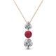 1 - Kesha (4.2mm) Round Ruby and Diamond Graduated Three Stone Drop Pendant 