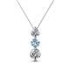 1 - Kesha (4.2mm) Round Aquamarine and Diamond Graduated Three Stone Drop Pendant 