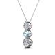 2 - Kesha (4.2mm) Round Aquamarine and Diamond Graduated Three Stone Drop Pendant 