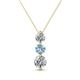 1 - Kesha (4.2mm) Round Aquamarine and Diamond Graduated Three Stone Drop Pendant 