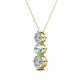 2 - Kesha (4.2mm) Round Aquamarine and Diamond Graduated Three Stone Drop Pendant 