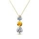 1 - Kesha (4.2mm) Round Citrine and Diamond Graduated Three Stone Drop Pendant 