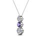 2 - Kesha (4.2mm) Round Iolite and Diamond Graduated Three Stone Drop Pendant 