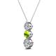 2 - Kesha (4.2mm) Round Peridot and Diamond Graduated Three Stone Drop Pendant 