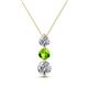 1 - Kesha (4.2mm) Round Peridot and Diamond Graduated Three Stone Drop Pendant 