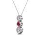 2 - Kesha (4.2mm) Round Rhodolite Garnet and Diamond Graduated Three Stone Drop Pendant 