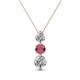 1 - Kesha (4.2mm) Round Rhodolite Garnet and Diamond Graduated Three Stone Drop Pendant 