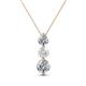 1 - Kesha (4.2mm) Round White Sapphire and Diamond Graduated Three Stone Drop Pendant 