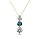 1 - Kesha (4.2mm) Round Blue and White Diamond Graduated Three Stone Drop Pendant 