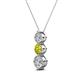 2 - Kesha (4.2mm) Round Yellow and White Diamond Graduated Three Stone Drop Pendant 