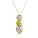 2 - Kesha (4.2mm) Round Yellow and White Diamond Graduated Three Stone Drop Pendant 