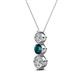 2 - Kesha (4.2mm) Round London Blue Topaz and Diamond Graduated Three Stone Drop Pendant 