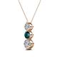 2 - Kesha (4.2mm) Round London Blue Topaz and Diamond Graduated Three Stone Drop Pendant 