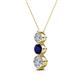 2 - Kesha (4.2mm) Round Blue Sapphire and Lab Grown Diamond Graduated Three Stone Drop Pendant 