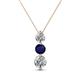 1 - Kesha (4.2mm) Round Blue Sapphire and Lab Grown Diamond Graduated Three Stone Drop Pendant 