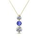 1 - Kesha (4.2mm) Round Tanzanite and Lab Grown Diamond Graduated Three Stone Drop Pendant 