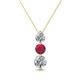 1 - Kesha (4.2mm) Round Ruby and Lab Grown Diamond Graduated Three Stone Drop Pendant 